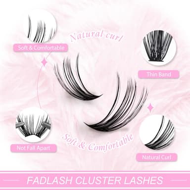 FADLASH 200pcs 0.07mm D Curl 8-16mm 40D Natural Look Cluster Lashes with Bond and Seal and Tweezers DIY Eyelash Extensions view 4