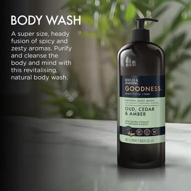Baylis & Harding Goodness Oud, Cedar & Amber Body Wash, 1 Litre (Pack of 6) - Vegan Friendly view 4