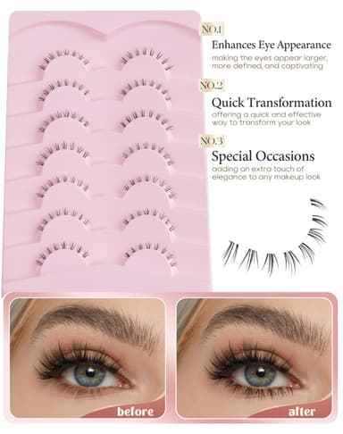 Onlyall Bottom Lashes Under Eyelashes False Natural Anime Lower Fake Eyelash Reusable 7 Pairs R9 view 4