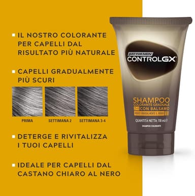 Just For Men Control GX 2-in-1 Shampoo and Conditioner, Gradually and Permanently Reduces Grey Hair with Each Wash, New Improved Formula - All Shades, 118 ml view 4