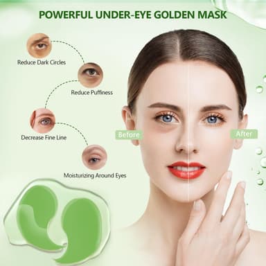 Green Gold Undereye Mask (60 Pcs), Collagen Hydrating Gel Pads, Reduce Puffiness, 30 Pairs Under Eye Patches for Dark Circles Puffy Eyes Treatment, Wrinkle, Women Men Beauty Personal Skin Care Product view 4