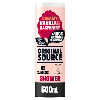 Original Source Vanilla Milk and Raspberry Shower Gel, 100 Percent Natural Fragrance, Vegan, Cruelty Free, Paraben Free, Bulk Buy, Pack of 6 x 500 ml view 2
