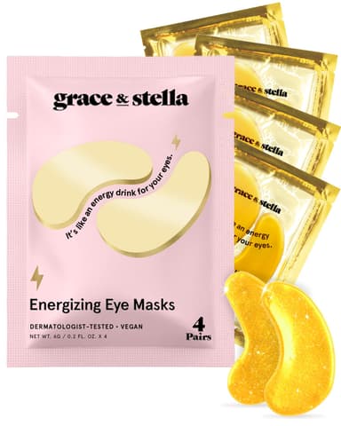 grace & stella Award Winning Under Eye Mask - Reduce Dark Circles, Puffy Eyes, Undereye Bags, Wrinkles - Under Eye Gel Patches, Vegan Cruelty-Free Self Care (4 Pairs, Gold) view 1