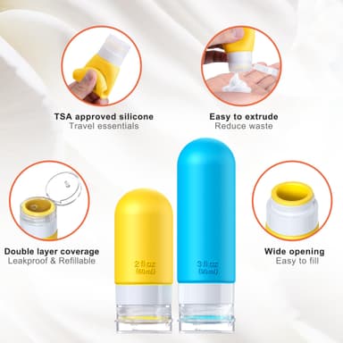 20 Pack Travel Bottles for Toiletries, CAA Approved Silicone Travel Size Toiletries, Travel Essentials Leak Proof Refillable Travel Containers view 3