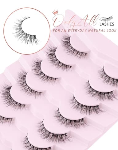 Onlyall Natural Lashes Wispy Eyelashes Natural Look False Eye Lashes Flared Eyelash Fake Soft Fluffy Lash Strip 7 Pairs D1 view 4