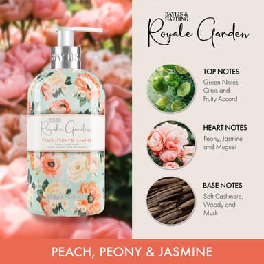 Baylis & Harding Royale Garden Peach Peony & Jasmine Hand Wash 500ml,pack of 6 view 3