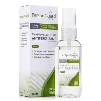 Perspi-Guard Maximum Strength Antiperspirant Spray 50 ml, 1-Pack, Strong Deodorant for Excessive Sweating & Hyperhidrosis, Anti Sweat Spray, Unscented view 1