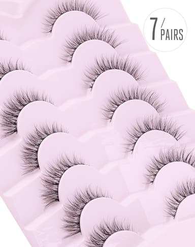 Onlyall Natural Lashes Wispy Eyelashes Natural Look False Eye Lashes Flared Eyelash Fake Soft Fluffy Lash Strip 7 Pairs D1 view 3