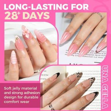 UNA GELLA Nail Tips, 504PCS Clear False Nail Medium Almond Shape For Gel Extensions - 12 Sizes Soft Acrylic Gel Press On Nails No C Curve Gift For Diy At Home view 3