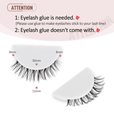 Onlyall Natural Lashes Wispy Eyelashes Clear Band Natural Looking False Eyelash C Curl Fake Lash 12mm H4 view 3