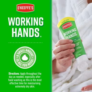 O’Keeffe’s Working Hands Value Tube, 190ml (2 Pack) – Hand Cream for Extremely Dry, Cracked Hands | Non-Greasy, Unscented & Instantly Boosts Moisture Levels view 3