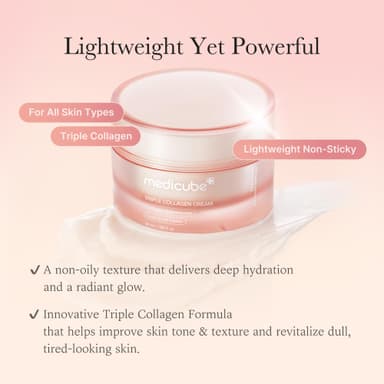 medicube Triple Collagen Cream Hydrating & Firming Moisturiser With Hyaluronic Acid, Premium Elastin, Shea Butter Wrinkle Care 1.69 Oz Triple Collagen Cream view 3