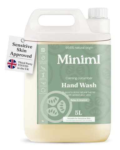 Miniml Hand Soap Wash Liquid 5L Refill - Cucumber & Aloe Vera Infused Eco Friendly Hand, Skin & Body Wash Gel for Soft and Sensitive Skin Care - 100% Vegan & Cruelty Free view 1