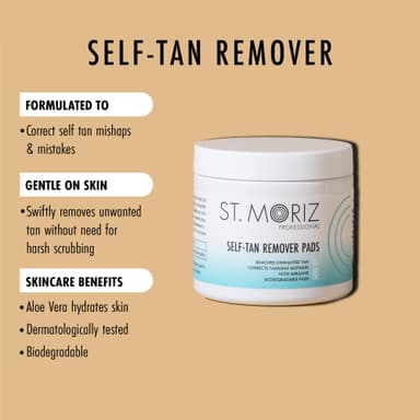 ST. MORIZ Professional Self Tan Remover Pads | Removes Unwanted Fake Tan Instantly | Corrects Tanning Mistakes | Rapid Fake Tan Remover | Dermatologically Tested & Kind to Skin | 60 Pads, White view 2