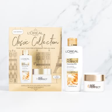 L’Oréal Paris Gift Set, Includes Cleansing Milk and Moisturiser, Age Perfect Collagen Anti-Ageing Routine For Smoothing and Retightening, Classic Collection view 4