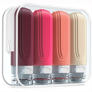 Mrsdry Travel Bottles for Toiletries, Tsa Approved 3oz Travel Size Containers BPA Free Leak Proof Refillable Liquid Silicone Squeezable Travel Accessories for Shampoo Conditioner Lotion (4 Pack) view 1