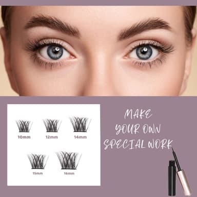 Individual Lashes Cluster Lashes 90 Lash Clusters DIY False Eyelashes Individual Reusable Soft Natural Easy Fan Russian Lashes Eyelash Extensions Clear Glue 10-16mm C CC D Curl view 2