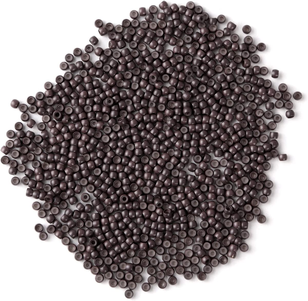 Vlasy Silicone Lined Nano Rings Beads for Nano Tip Hair Extensions Micro Rings Nano Beads (1000PCS, Brown)