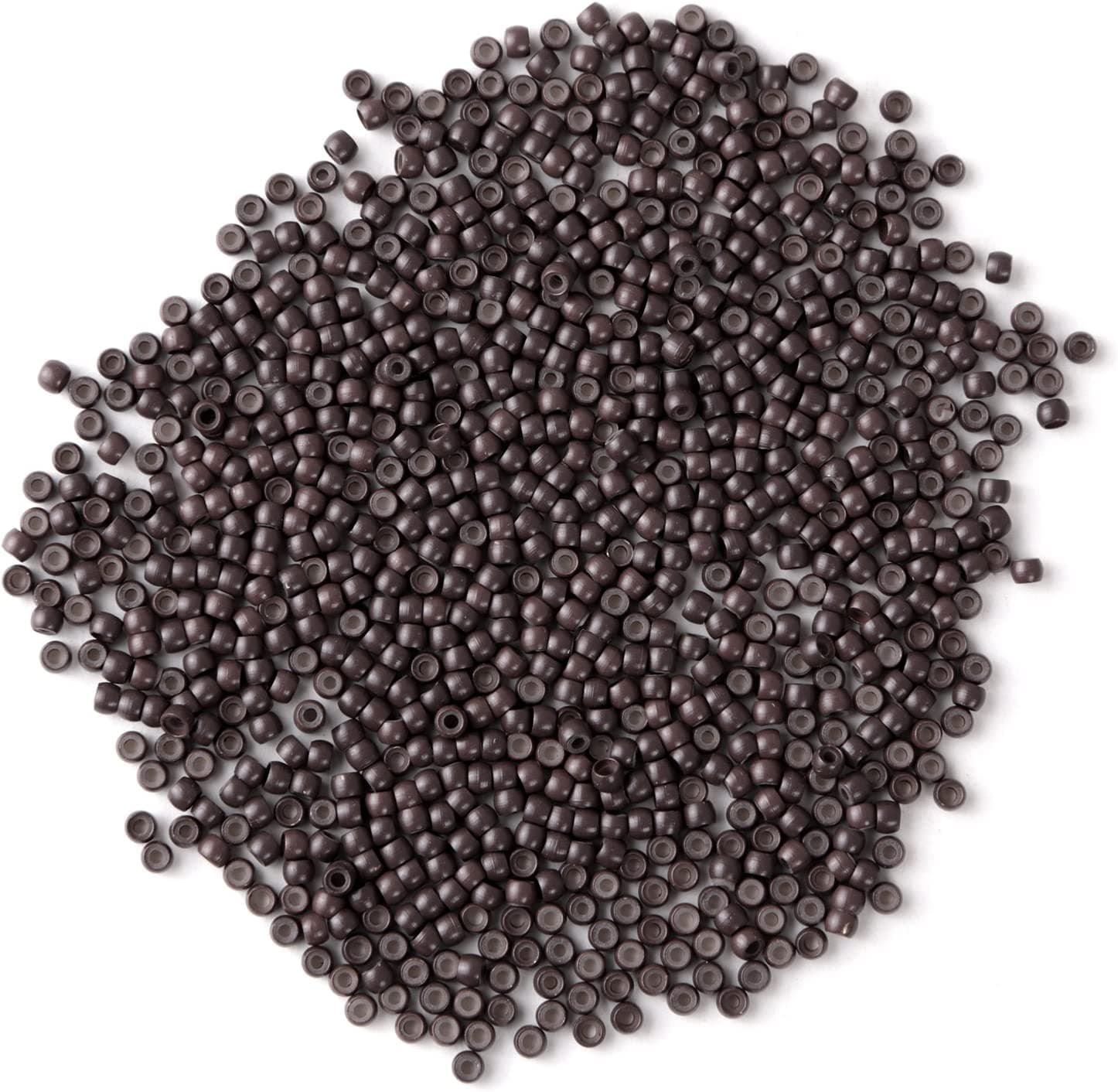 Vlasy Silicone Lined Nano Rings Beads for Nano Tip Hair Extensions Micro Rings Nano Beads (1000PCS, Brown)