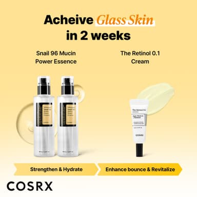 COSRX Glass Skin Starter Set, Amazon Exclusive, Advanced Snail 96% Mucin Power Essence & Retinol 0.1% Cream Mini Sample, Daily Hydrating & Firming Korean Skincare Kit, Gift Set view 3
