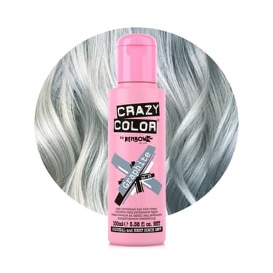 Crazy Color Metallic Graphite Semi-Permanent Hair Dye. Highly Pigmented Silver Toner Conditioning & Oil Nourishing Vegan Formula | No Bleach or Ammonia | 100ml view 1