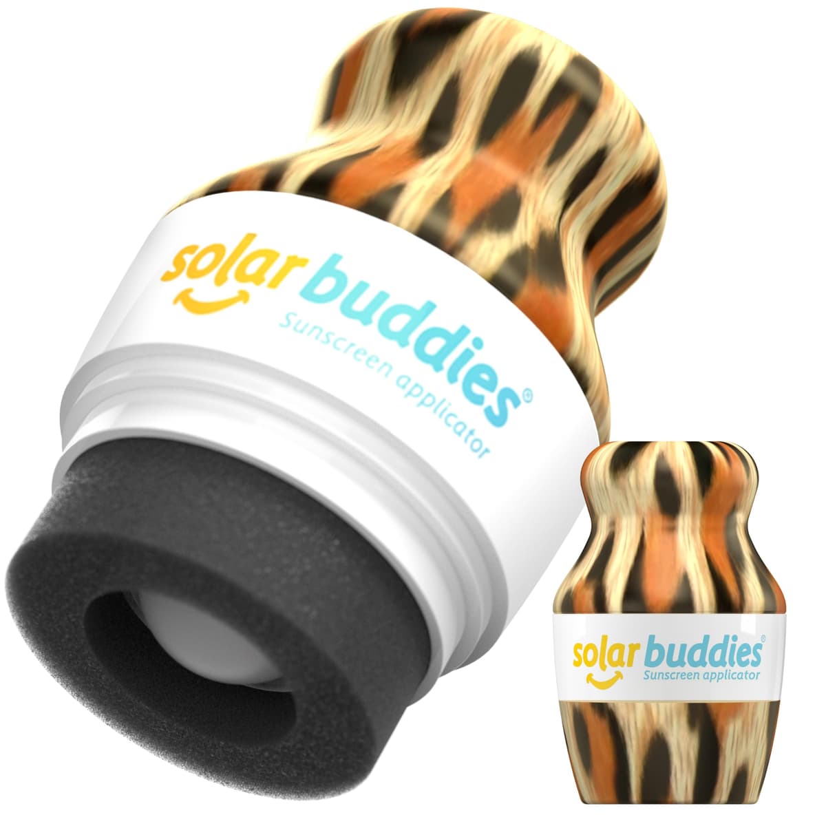 Solar Buddies Sunscreen Applicator - Leopard Single - Refillable Roll on Sponge Sunscreen, Suncream & Lotion Applicator For Kids, Adults & Families - Holds 3.4fl oz, Perfect Size for Travel