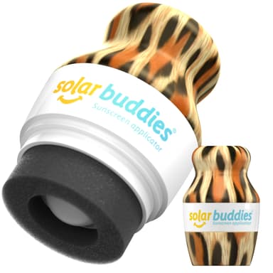 Solar Buddies Sunscreen Applicator - Leopard Single - Refillable Roll on Sponge Sunscreen, Suncream & Lotion Applicator For Kids, Adults & Families - Holds 3.4fl oz, Perfect Size for Travel view 1