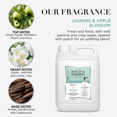Baylis & Harding Jasmine & Apple Blossom Anti-Bacterial Hand Wash 2 litre Refill (Pack of 3 - Total 6 litres) - Vegan Friendly view 3