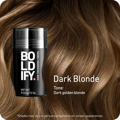 BOLDIFY Hair Fibres (12.5g) - Fill In Thinning and Fine Hair for an Instantly Fuller, Thicker Look - 14 Shades for Women and Men - Dark Blonde view 2