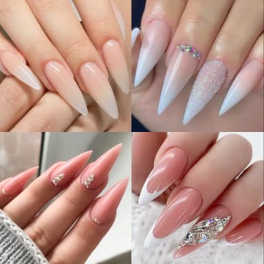 UNA GELLA Nail Tips 504Pcs False Nails Half Matte Full Cover Clear Acrylic Gel Fake Nails for Extensions Nail Art DIY Salon 12 Sizes Long Stiletto view 2