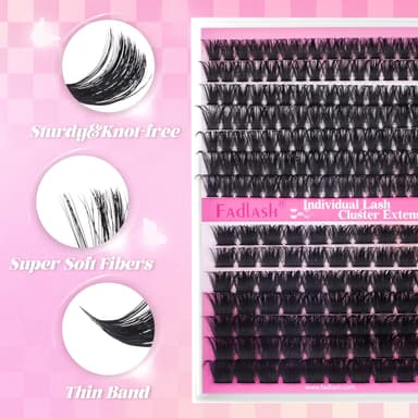FADLASH 100D+200D 0.07mm D Curl 12-18mm with Bond and Seal and Tweezers Fluffy Cluster Lashes DIY Eyelash Extensions view 3