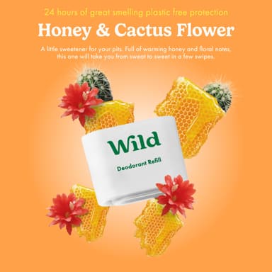 Wild Aluminium Free Natural Deodorant Refill Variety Pack - Includes Honey & Cactus Flower, Vanilla Bean & Buttercream and Fresh Cotton & Sea Salt Scents - Long Lasting 24 Hour Odour Protection view 3