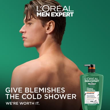 L'Oréal Men's Shower Gel, Men Expert Derma Control Anti-Blemish Body Wash 1L Pump, Prevents Spots & Reduces Blemishes, Dermatologically Tested for Sensitive Skin, XXL Size view 2