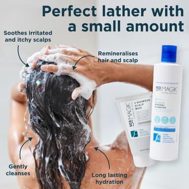 Sea Magik - Salicylic Acid Shampoo and Scalp Mask Set for Sensitive and Dry Scalp and Hair, Infused with Strengthening Seaweed, Long Lasting Hydration, Vegan, Cruelty Free (300ml + 150ml) view 2