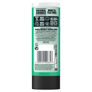 Original Source Mint & Tea Tree Shower Gel, 100 Percent Natural Fragrance, Vegan, Cruelty Free, Paraben Free, Bulk Buy, Pack of 6 x 500 ml view 3