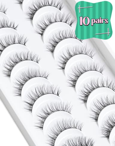 Lashes Natural Look False Eyelashes Wispy Eye Natural Small Fake Eyelash Volume Lash Soft Band 10 Pairs D-M01 view 3