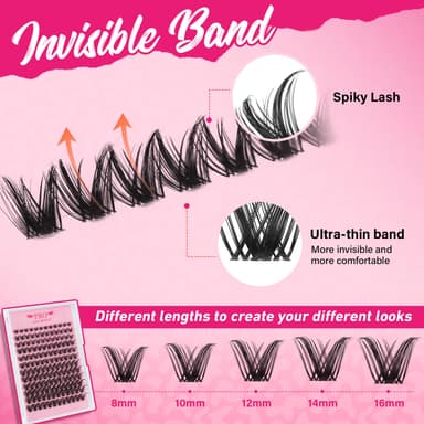 144pcs Individual Eyelashes Kit D Curl Cluster Lashes Eyelashes Individual Kit Thin Band Wide Stem Lash Clusters with Tweezers and Super Bond and Seal Lash Remover Mix 8-16mm view 4