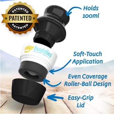 Solar Buddies Sunscreen Applicator - Single Black - Refillable Roll on Sponge Sunscreen, Suncream & Lotion Applicator For Kids, Adults & Families - Holds 3.4fl oz, Perfect Size for Travel view 2