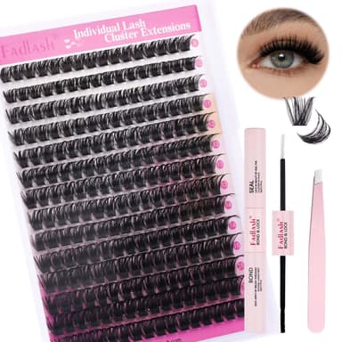 FADLASH 100D 0.07mm D Curl 8-16mm with Bond and Seal and Tweezers Fluffy Cluster Lashes DIY Eyelash Extensions view 2