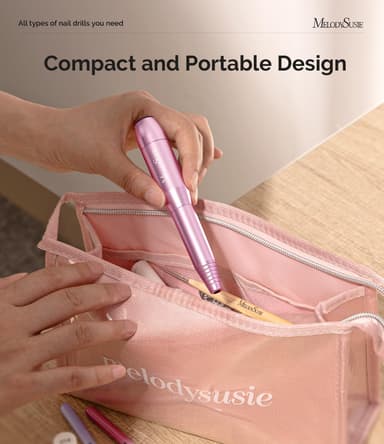 MelodySusie PC120I Nail Drill 20000RPM E File for Beginners, Compact Electric Nail Files Portable Nail Drill Machine Manicure Pedicure Set for Acrylics Nails and Gel Nails (Rose) view 3