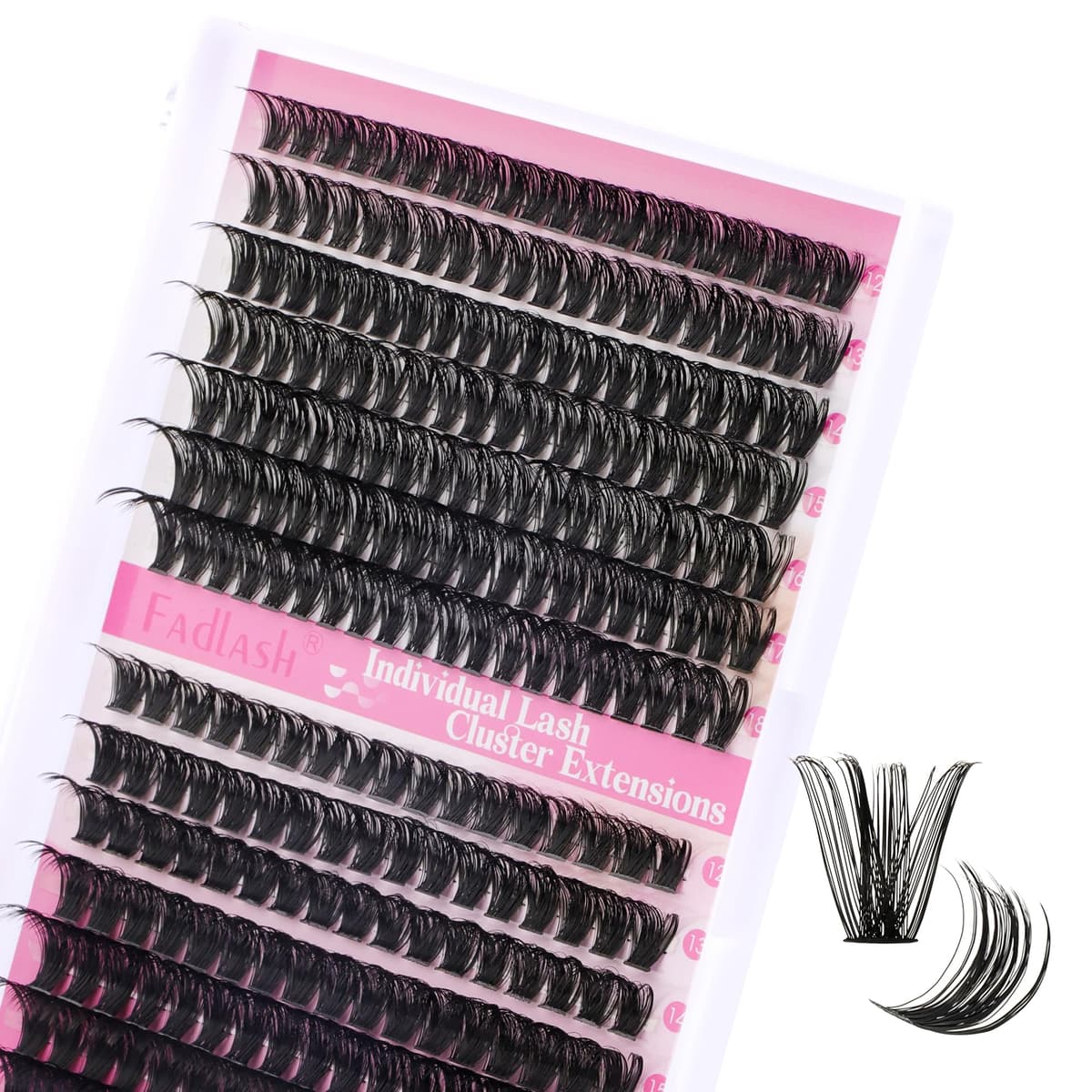 FADLASH 60D+80D 0.07mm D Curl 12-18mm Wispy Reusable Soft Fluffy Cluster Lashes DIY Eyelash Extensions