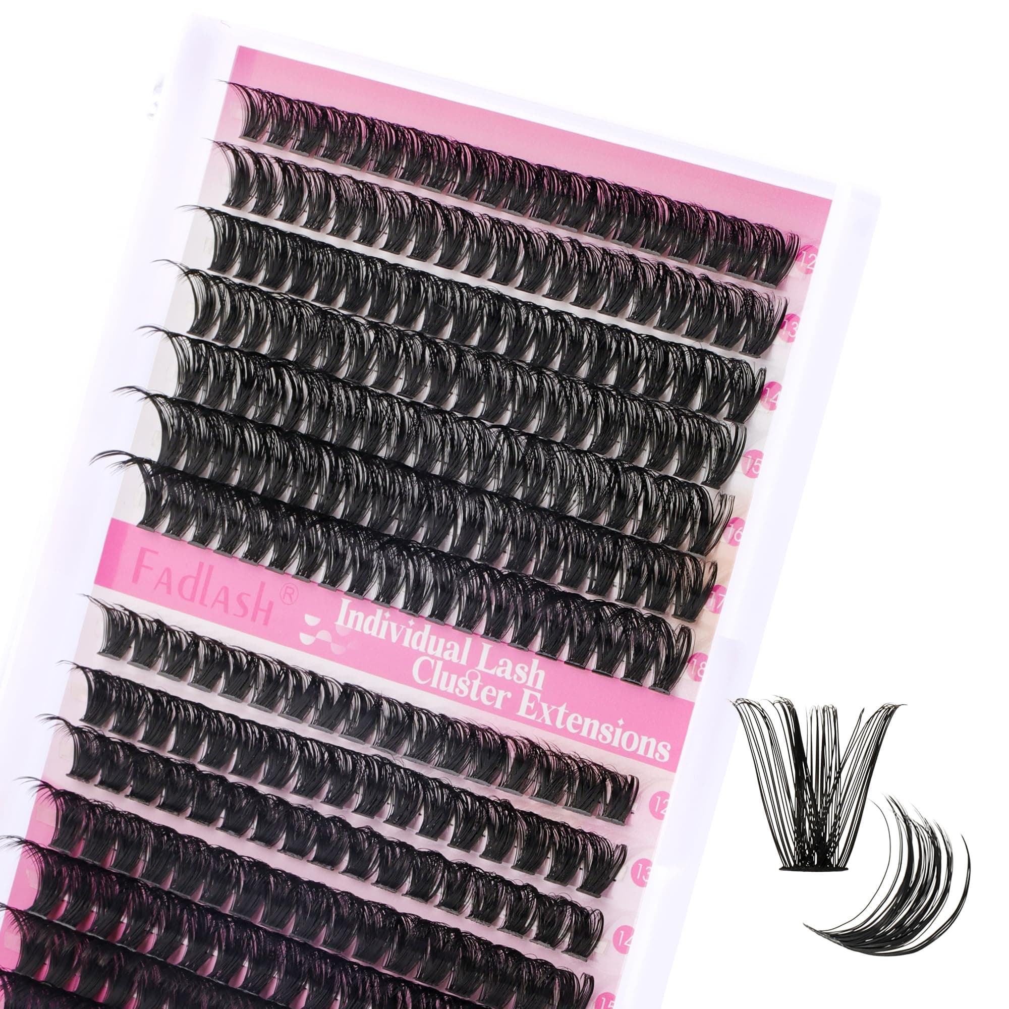 FADLASH 60D+80D 0.07mm D Curl 12-18mm Wispy Reusable Soft Fluffy Cluster Lashes DIY Eyelash Extensions