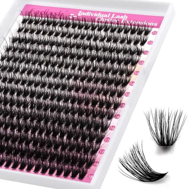 Fadlash Lash Clusters 240pcs 3D Effect 0.07 D Curl 12-18MM 40D DIY Individual Eyelash Extenisons Fluffy Cluster Eyelashes False Lashes DIY at Home view 1