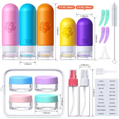 20 Pack Travel Bottles for Toiletries, CAA Approved Silicone Travel Size Toiletries, Travel Essentials Leak Proof Refillable Travel Containers view 2