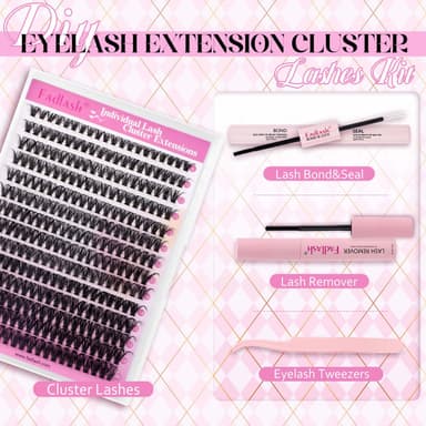 FADLASH 200pcs 0.07mm D Curl 8-16mm Mix with Bond and Seal and Tweezers Soft Wispy Cluster Lashes DIY Eyelash Extensions view 2