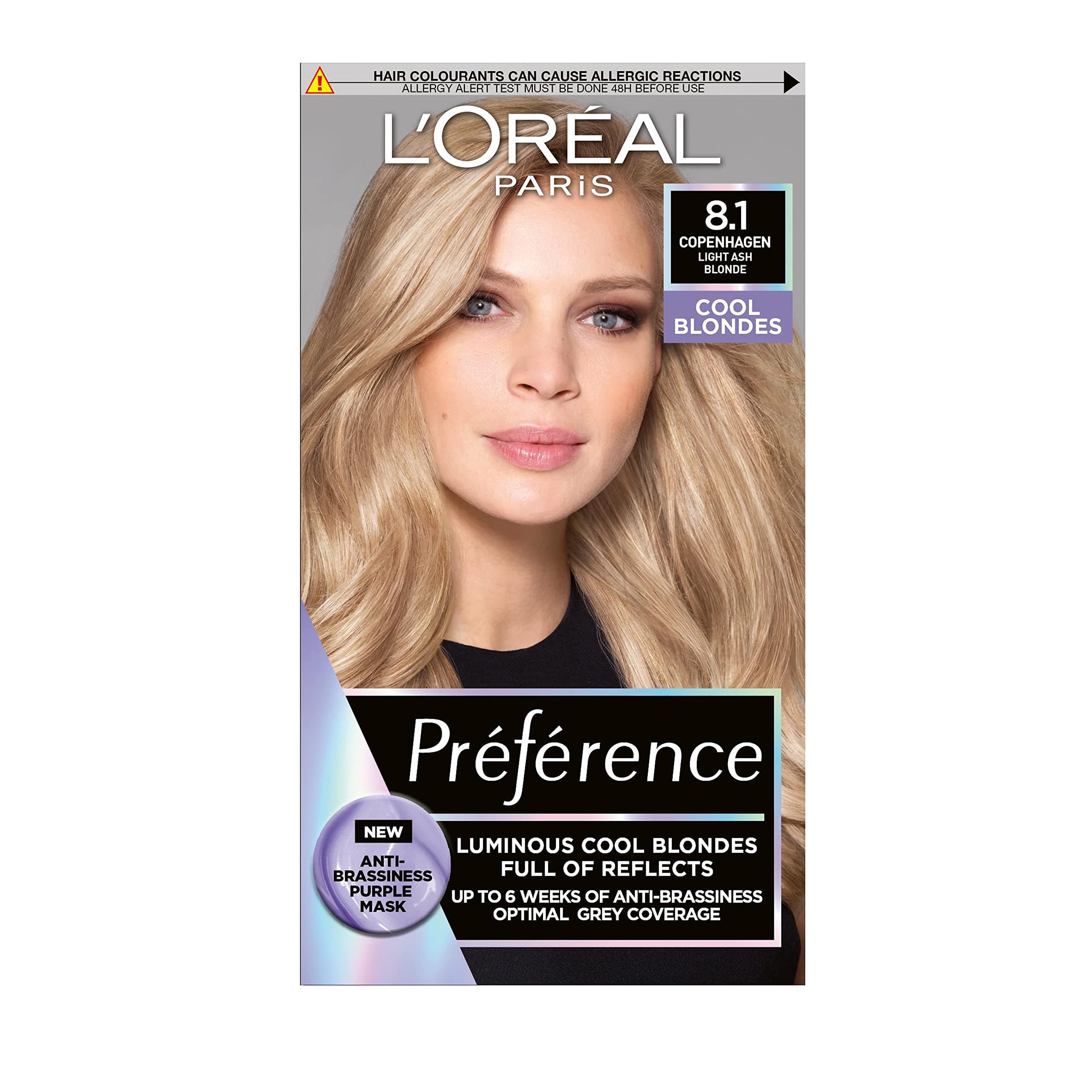 L'Oreal Paris Preference Hair Dye, Luminous Permanent Rich Hair Colour, Long Lasting Brilliance, Achieve Radiant, Salon-Inspired Results, Shade: 8.1 Copenhagen
