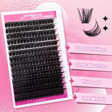 FADLASH 100pcs 0.07mm D Curl 12-18mm 100D Wispy Reusable Soft Fluffy Cluster Lashes DIY Eyelash Extensions view 2