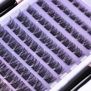 Individual Lashes Cluster Lashes 90 Lash Clusters DIY False Eyelashes Individual Reusable Soft Natural Easy Fan Russian Lashes Eyelash Extensions Clear Glue 10-16mm C CC D Curl view 3