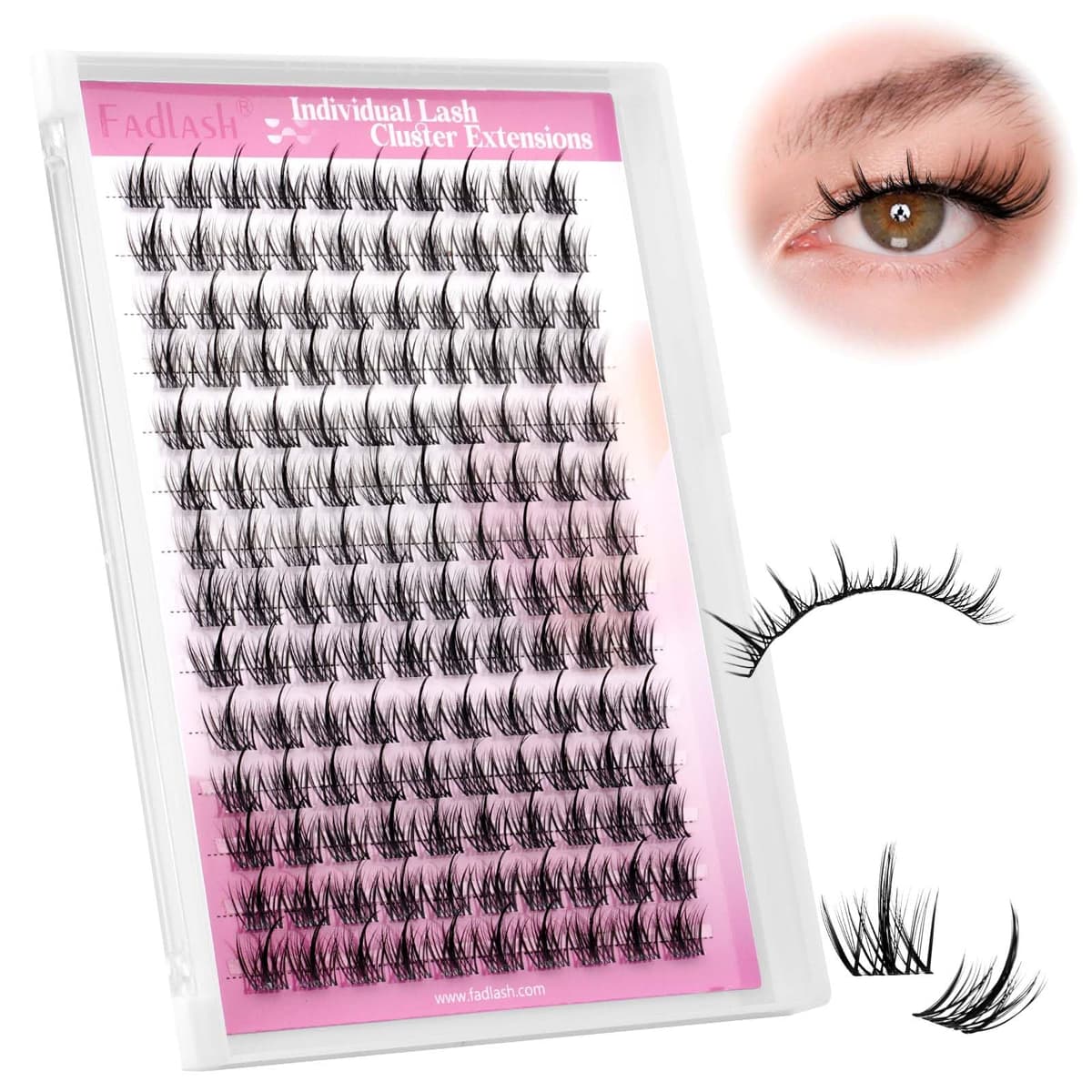 FADLASH 140pcs Large Box C Curl Natural Style Cluster Lashes for Beginners and Professionals DIY Eyelash Extensions