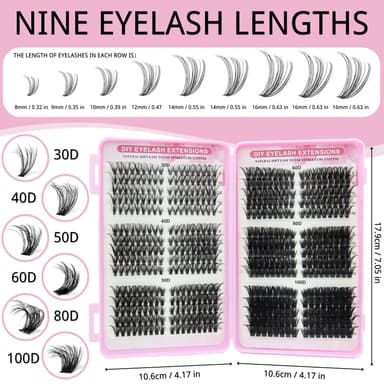 KEYRI 540 Pieces Individual Eyelashes 30-40-50-60-80-100D Fluffy Russian Eyelashes Extensions Cluster Lashes Kit DIY Eye Lashes Ultra-lightweight Eyelash Clusters for Girls and Women (8-16mm Mix) view 2